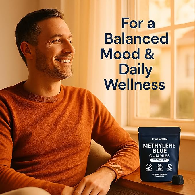 Methylene Blue Gummies - 99.9% Pure 5mg per Gummy Supports Sustained Energy Mental Clarity Reduces Brain Fog &amp Improves Focus Mood Enhancement - 30 Gummies (1)