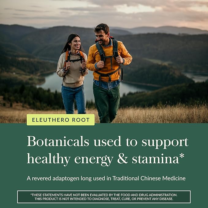 Gaia Herbs Eleuthero Root - Energy Stamina &amp Mental Endurance Support* - Eleuthero Root (Siberian Ginseng) Adaptogen Herbal Supplement - 60 Vegan Liquid Phyto-Capsules (60 Servings)