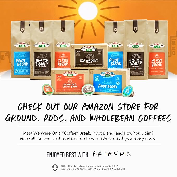 Central Perk Whole Bean Variety Pack - 100% Arabica Coffee Beans Includes Medium Medium Dark &amp Dark Roast Blends How You Doin Pivot &amp We Were On a Coffee Break 3 x 10oz Bags