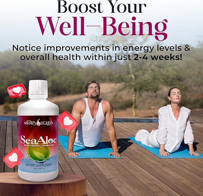 Nature’s Liquids - SeaAloe Liquid Whole Food (32 Oz) Liquid Multivitamin and Mineral Supplement With Aloe Vera Sea Vegetables Pau D’ Arco For Digestion Immune Support &amp Thyroid Function - 1