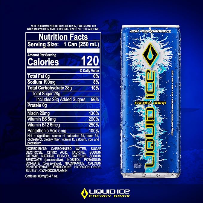 Liquid Ice Energy Drink - Arctic Berry (8.3 Fl Oz 24 Count)