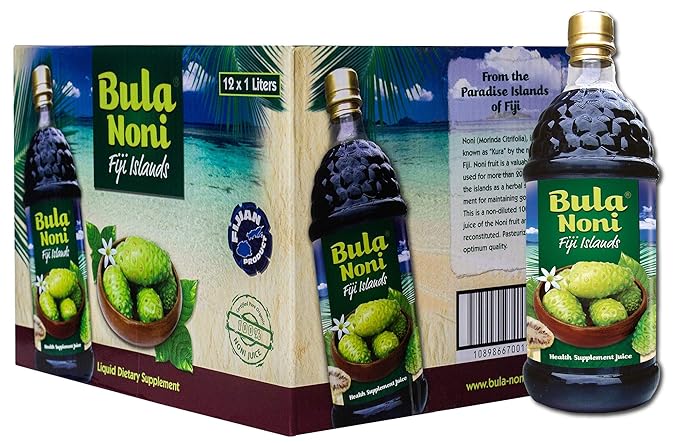 100% NONI Juice - Cold Pressed From FIJI. (12 Pack of 33.8 Oz/ea) Rich in Antioxidant The Original Bula Noni® Juice.