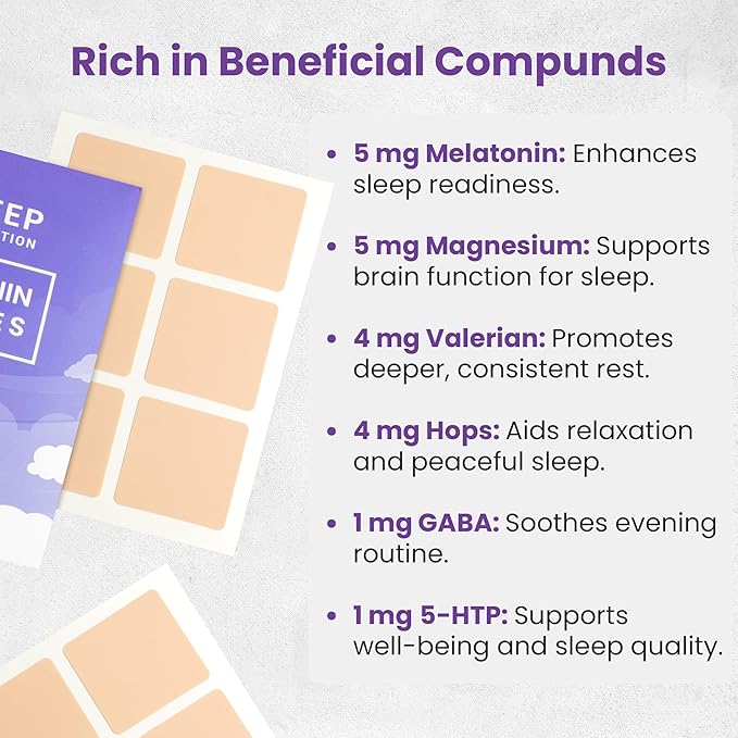 Melatonin Patches for Adults - 60 Beige Sleep Patches for Adults Skin Friendly Sleep Promoting Stickers with Natural Ingredients - Supports Better Sleep &amp Relaxation - 2 packs of 30