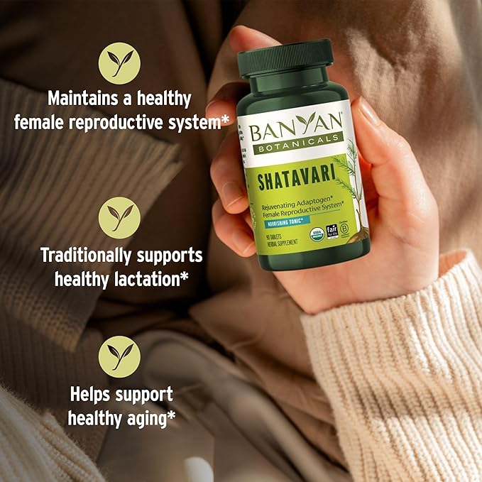 Banyan Botanicals Organic Shatavari Tablets – Rejuvenating Tonic for Feminine Vitality &amp Reproductive Health – Cooling Adaptogen for Internal Balance &amp Stress Support – 90 Tablets – USDA Organ