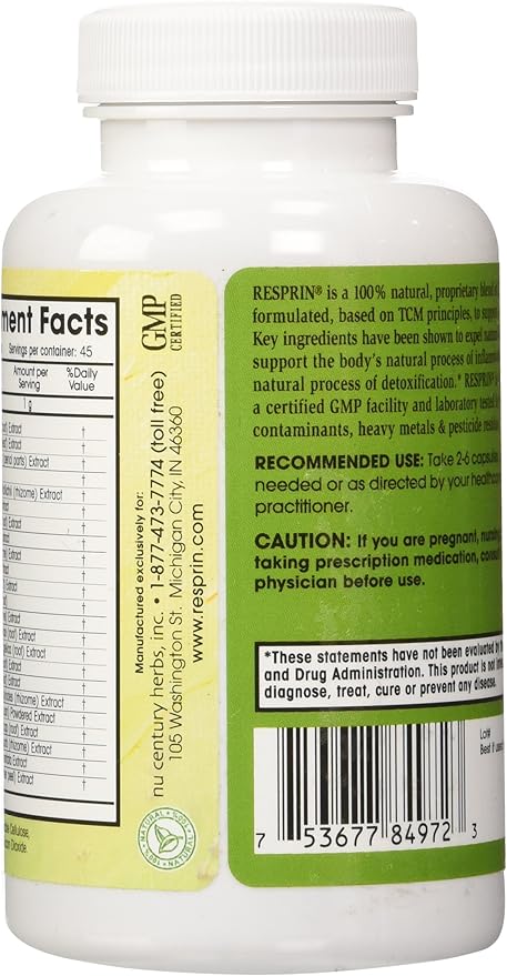 Respirin Traditional Herbal Blend for Natural Breathing Enhancement 500mg 90 Vegan Capsules