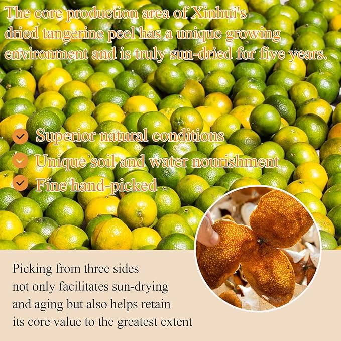 Shengmingxi Dried Tangerine Peel Chenpi Tea Orange Peel Dried Citrus Peel Mandarin Peel 5 Years Aged 陈皮 新会陈皮 陳皮 50g/1.76oz