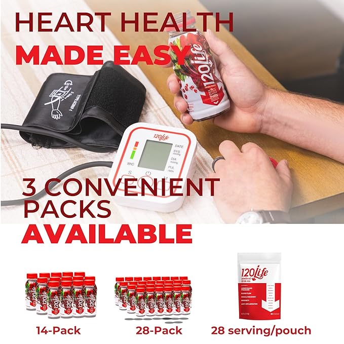 120/Life Blood Pressure Support Beet Root Juice Pomegranate Extract Cranberry Juice Tart Cherry Hibiscus and Magnesium (8 Fl Oz Pack of 14) - Gluten-Free &amp Vegan