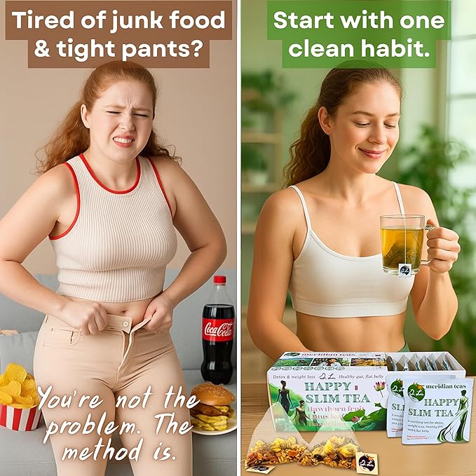 Dr. Lu’s Happy Slim Herbal Tea | 100% Natural Tea for Digestive Comfort &amp Body Balance | Gentle Colon Cleanse Tea for Daily Detox | 11 Herbs incl. Hawthorn Lotus Leaf Burdock Dandelion | Laxati