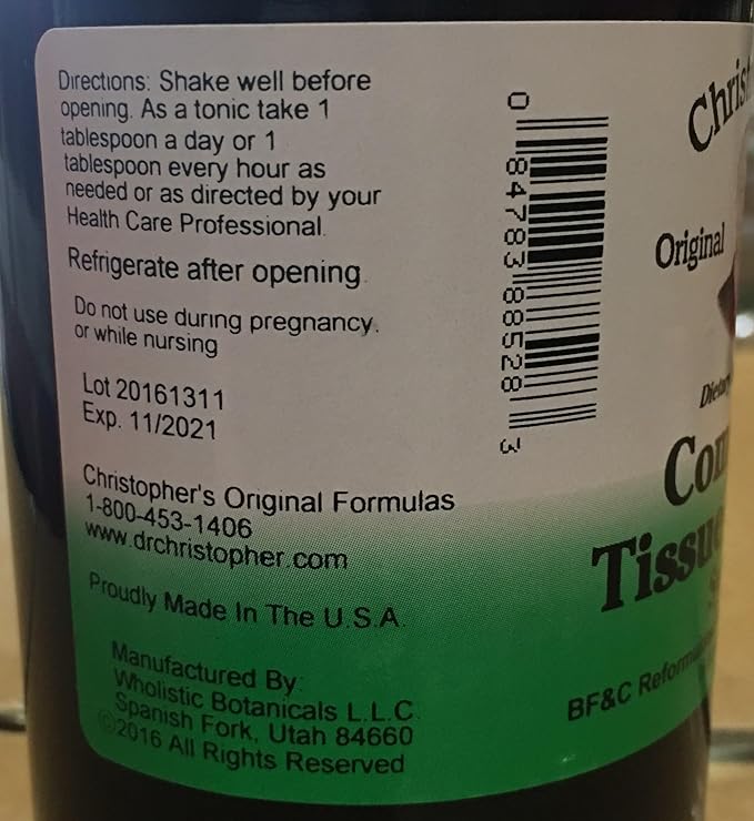 Christopher's Original Formulas Complete Tissue and Bone Syrup – Traditional Herbal Blend to Support Bones Tissue &amp Cartilage Liquid Botanical Formula 16 oz