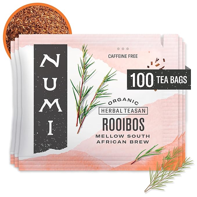 Numi - Organic Rooibos Tea 100 Bulk Herbal Tea Bags Caffeine Free