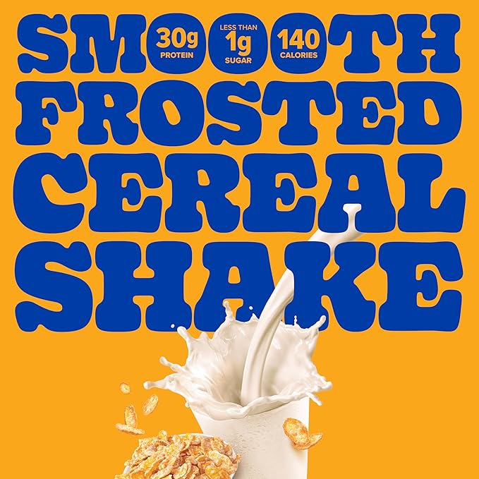Pure Protein Complete Protein Shake Frosted Cereal 30g High Protein Drink Less than 1g Sugar 4g Fiber Ready to Drink Non GMO On-the-Go Shakes 11oz Bottles 12 Pack