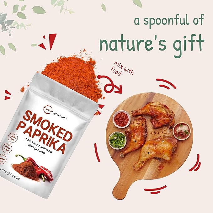Smoked Paprika Powder 4 lb (64 oz) | Premium Spanish Source | Sweet &amp Smoky Flavor | Great for Marinades Meats &amp Dressings | Additive Free Non-GMO Bulk Supply
