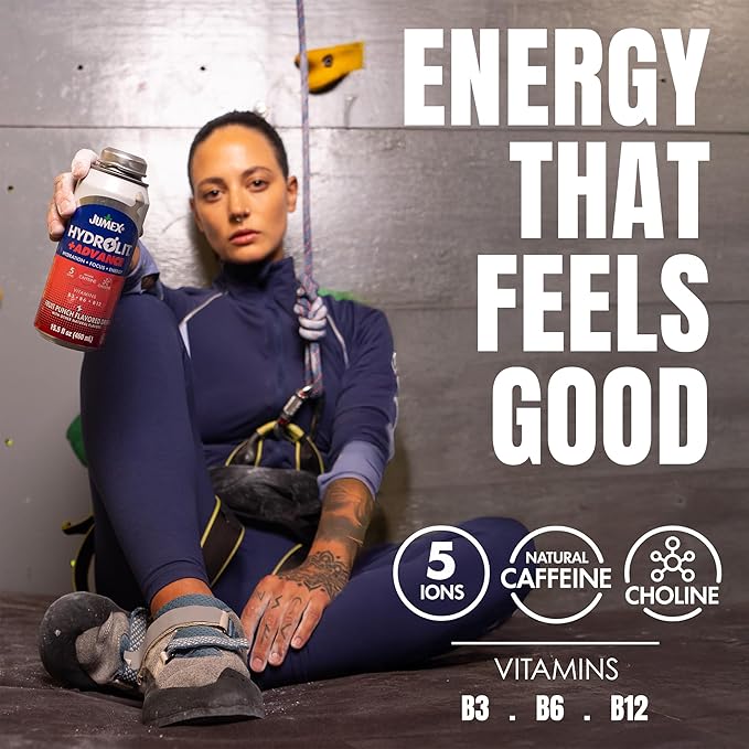 Jumex Hydrolit +Advance Hydration Energy Drinks - 90 Calorie Fruit Punch Sports Drinks - Non Carbonated Electrolyte &amp Vitamin Water with Ions Choline B3 B6 B12 &amp Natural Caffeine - 15.5oz