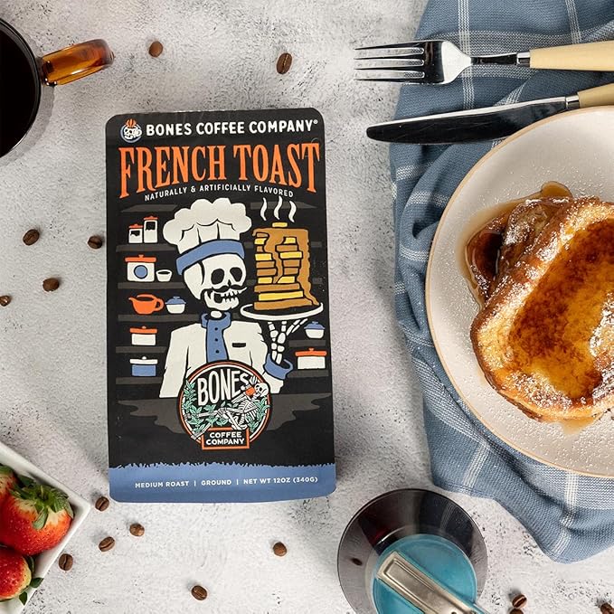 Bones Coffee Company Blueberry Blast Cake With French Toast Ground Coffee 12 oz Bundle