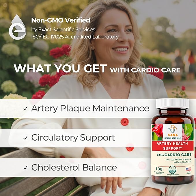Artery Plaque Removal Formula | 4-Element All-Natural Supplement to Support Blood Pressure Healthy Cholesterol and Heart Rhythm | 130 Easy-to-Swallow Capsules | by Sana Herbal