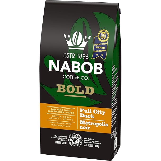 NABOB Bold Full City Dark Ground Coffee 1800g 3.97 Pounds 6 pack {Imported from Canada}