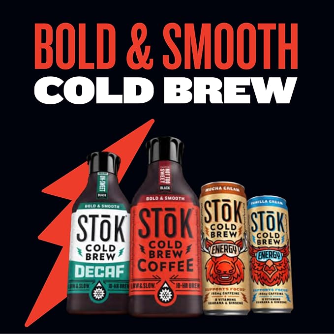 SToK Cold Brew Energy Vanilla Cream Energy Coffee Beverage with 195mg Caffeine to Help Support Focus Canned Coffee with B-Vitamins Guarana and Ginseng11 fl oz 12pk