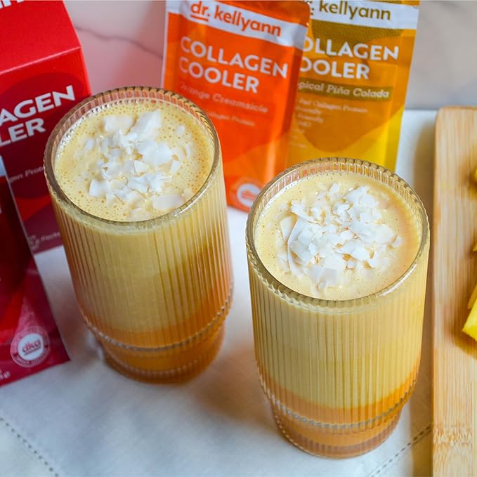 Dr. Kellyann Collagen Cooler – Mango | 15g Grass-Fed Collagen Protein per Serving | Keto &amp Paleo Friendly Non-GMO Dairy-Free | 14 Servings