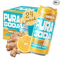 PuraSoda® Ginger Ale - 65 Calories &amp 12g Pure Cane Sugar per Can - Made with Pure Cane Sugar No Stevia or Artificial Blends - Non-GMO Vegan Clean &amp Refreshing Ginger Soft Drink - 10 fl oz C