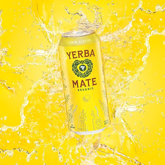 Yerba Madre Organic Yerba Mate Clean Energy Drink Alternative Bundle Lemon Elation &amp Bluephoria Flavors 15.5 Oz (Pack of 24) 150mg Natural Caffeine Smooth Energy &amp Focus