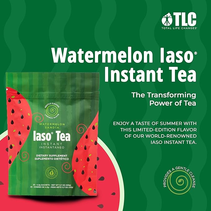 Iaso Instant Tea (Watermelon) - Refreshing Watermelon-Flavored Cleansing Tea Ideal for Daily Wellness - 25 Sachets