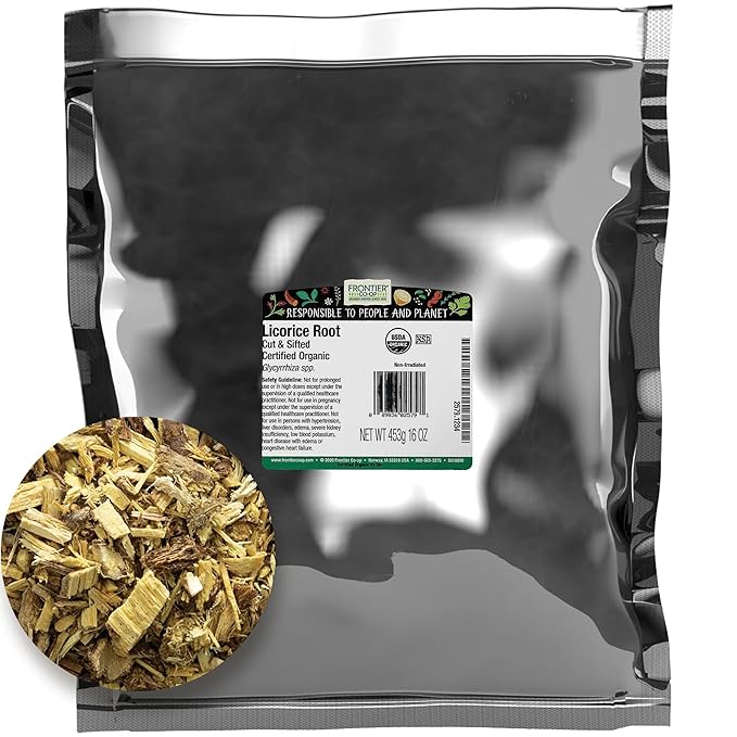 Frontier Co-op Licorice Root Cut and Sifted Certified Organic Kosher | 1 lb. Bulk Bag | Glycyrrhiza species