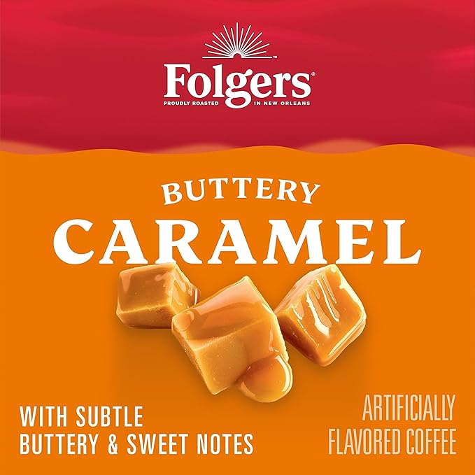 Folgers Buttery Caramel Artificially Flavored Coffee Keurig K-Cup Pods 32 Count Box