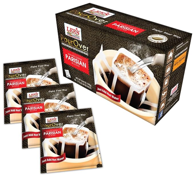 Lee's Coffee Pourover Fresh Ground Filter Packs Parisian 18 Count