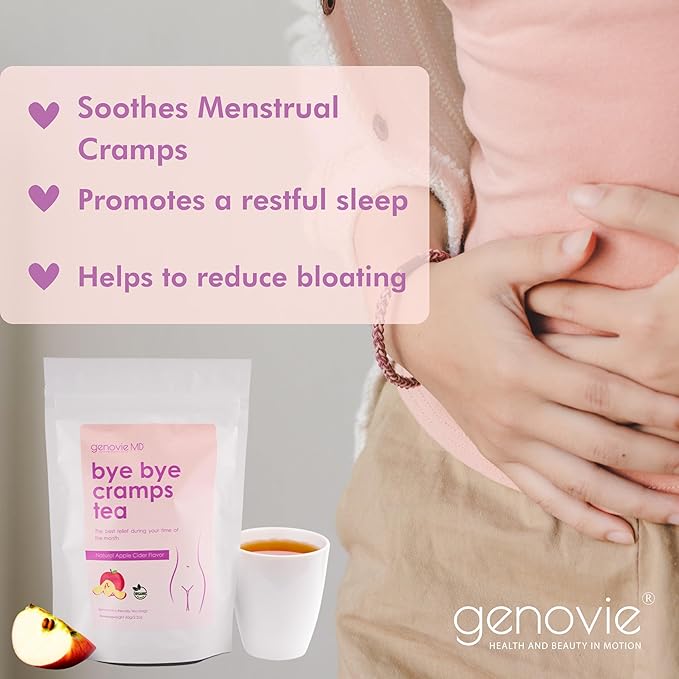 Bye Bye Cramps Tea Apple Cider &amp Hibiscus 30 Tea Bags – Organic Menstrual Relief Herbal Tea