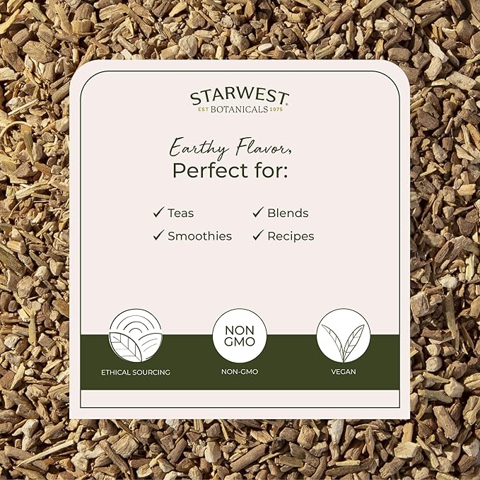 Starwest Botanicals Organic Ashwagandha Root - Dried Herb for Tea &amp Herbal Blends Cut &amp Sifted Certified Kosher Non-GMO - Bulk 1 lb Bag