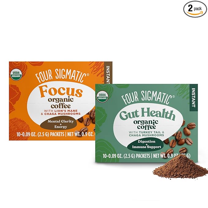 Four Sigmatic Mushroom Coffee Mix Pack of 2 - Lion's Mane and Chaga &amp Cordyceps and Chaga