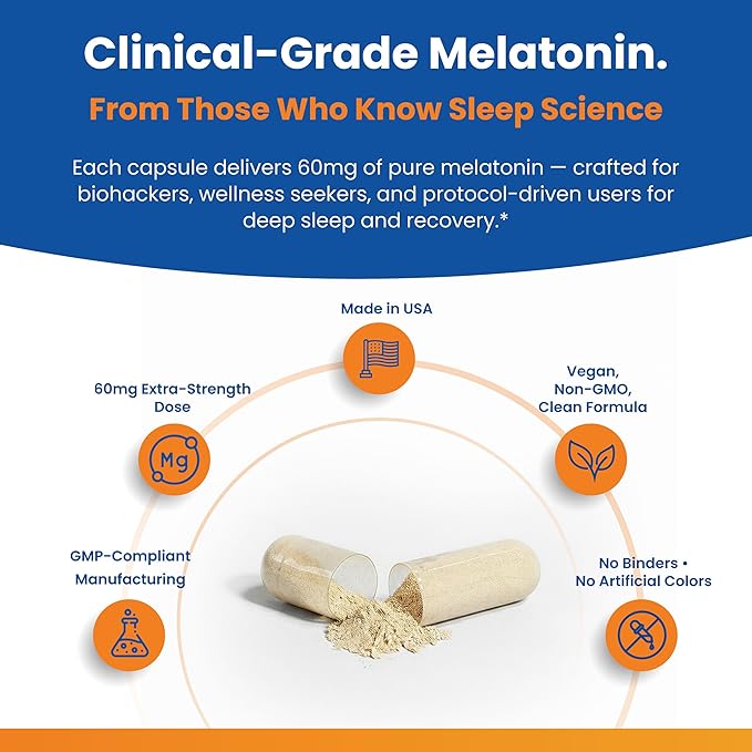 60mg Extra Strength Melatonin MAX - High Dosage Melatonin Vegan Non-GMO Gluten-Free (3-Pack)