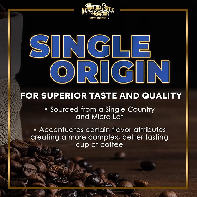 Mt. Whitney Colombia Monte Sierra OrganicSingle origin Medium Dark Roast Smooth Full Flavored low Acid Coffee (Ground 5 Lb)