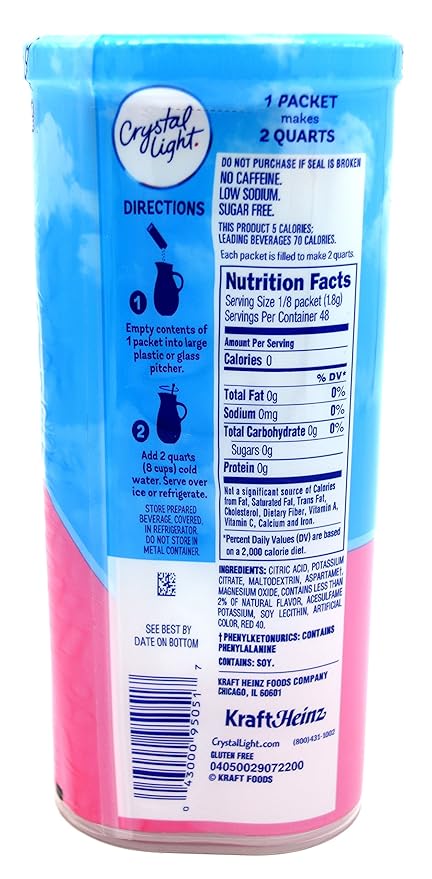 Crystal Light Pink Lemonade Drink Mix 12-Quart 2.9-Ounce Canister (Pack Of 10)