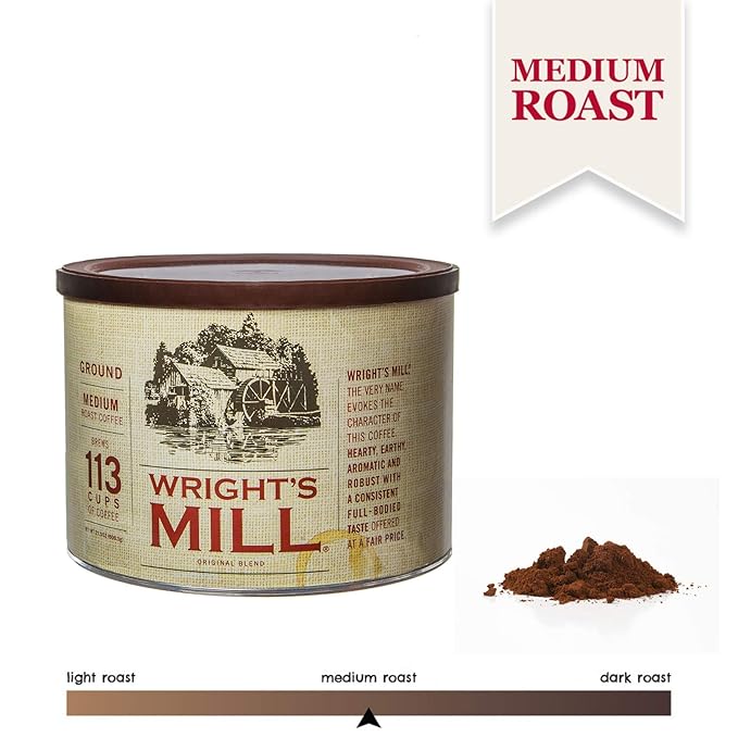 Red Diamond Ground Coffee Wright's Mill Original Blend Medium Roast Hearty Earthy Aromatic &amp Robust 21.5 Ounce Resealable Can