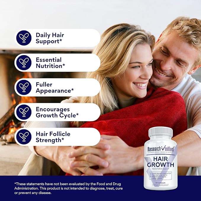 Research Verified Hair Growth Support - with Biotin DHT Blockers &amp Vitamins - Hair Growth and Hair Loss Prevention 1 Bottle (1 Month Supply)