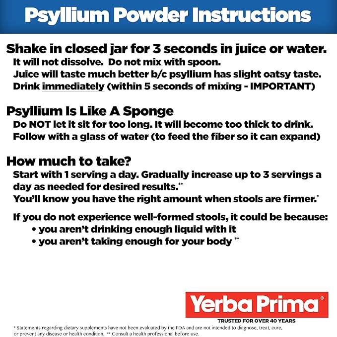 Yerba Prima Psyllium Husk Powder - 24 oz - Fine Ground Unflavored Sugar Free - Natural Fiber Supplement - Also for Baking - Contains Both Soluble &amp Insoluble Bulk for Regularity Support