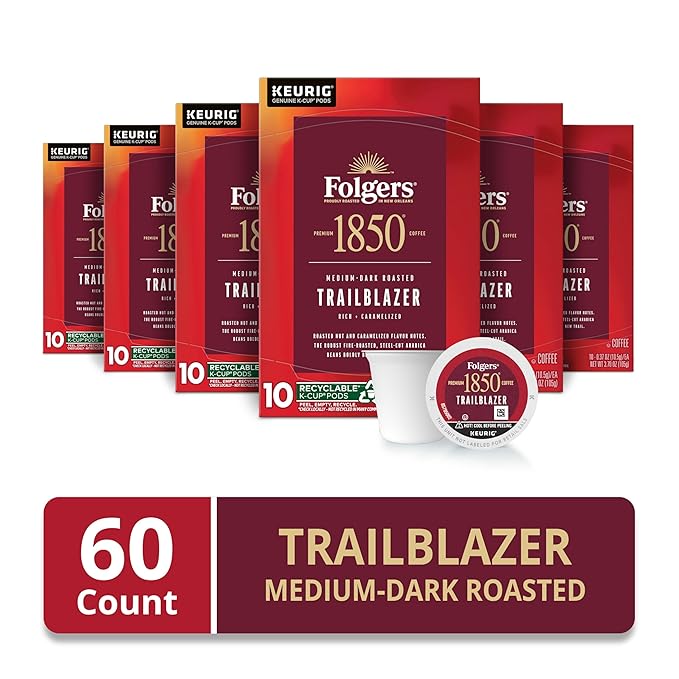 Folgers 1850 Trailblazer Medium-Dark Roast Coffee 60 Keurig K-Cup Pods