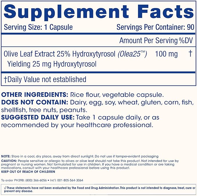 ProHealth Hydroxytyrosol Extreme - Hydroxytyrosol Supplement Olive Leaf Extract (Olive Leaf Extract Organic) (90 Vegetarian Capsules) Gluten Free Soy Free.