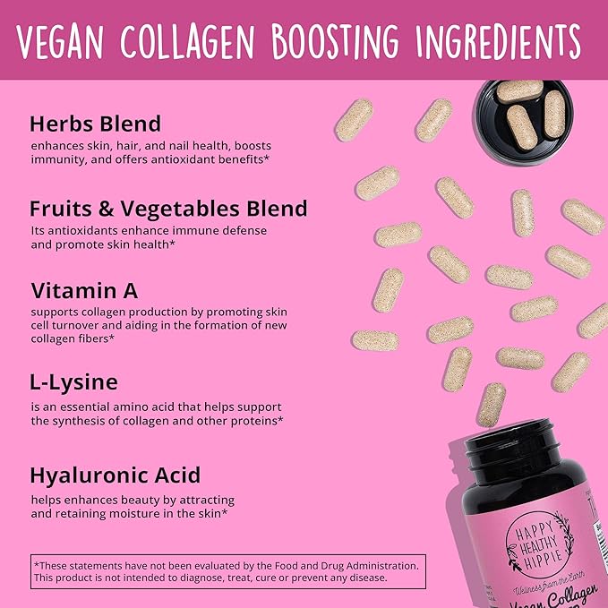 Happy Healthy Hippie Vegan Collagen Builder &amp Go with The Flow Hormone Balance for Women 180 Ct