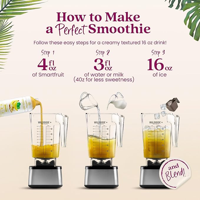 Smartfruit Sunny Banana + Oat Fiber – 100% Real Fruit Purée with Banana Apple &amp Pineapple – Great for Smoothies Juice Yogurt Cocktails Teas &amp More – High in Vitamin A – 48oz