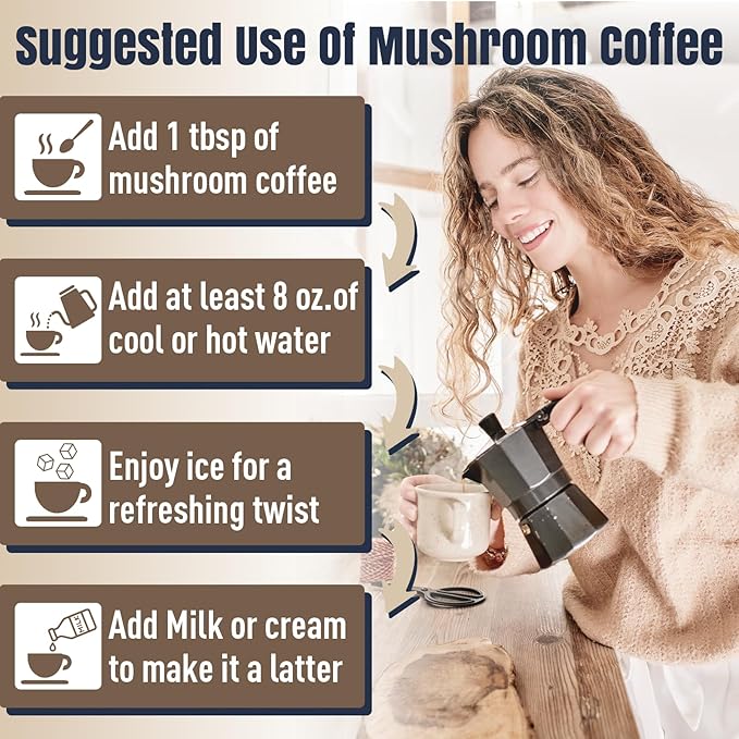 Mushroom Coffee 11 Superfood Mushrooms includes Lion's Mane Reishi Chaga &amp Ashwagandha Instant Mushroom Coffee Organic for Energy Memory Digestion &amp Detox Low Caffeine &amp Sugar Free