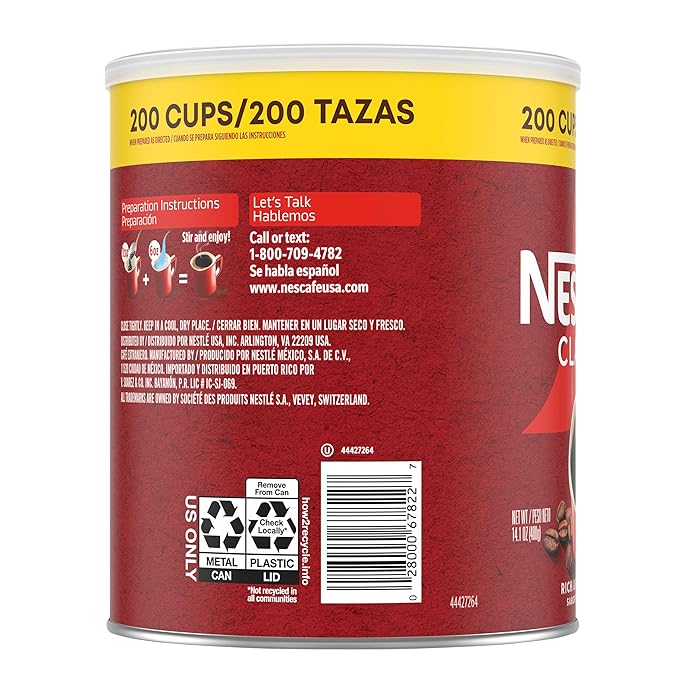 NESCAFÉ CLÁSICO Instant Coffee Dark Roast Coffee 1 Canister (14.1 Oz) (Pack of 2)