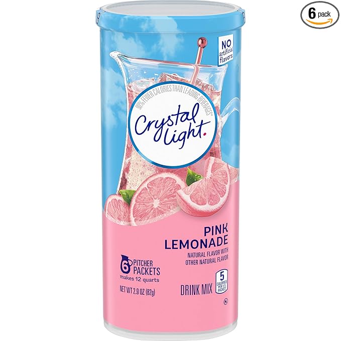 Crystal Light Pink Lemonade Drink Mix 12-Quart 2.9-Ounce Canister (Pack Of 6)