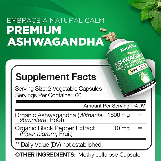 Nutrivein Premium Multi Collagen Capsules &amp Ashwagandha Supplements Bundle: High-Absorption Ashwagandha Root &amp Multi Collagen Peptides Capsules for Body and Mind