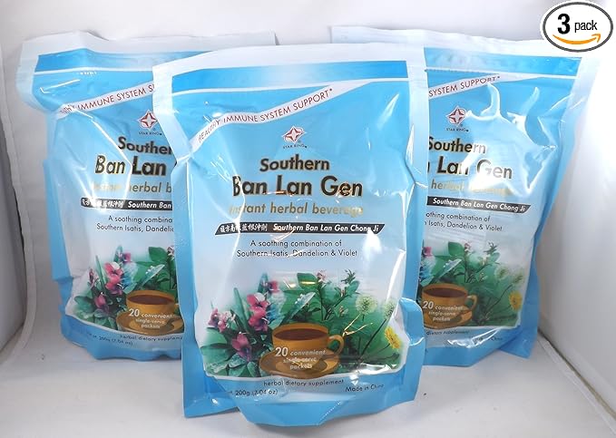 3 Pack! Ban LAN Gen Chong Ji Instant Herbal Beverage Tea Drink 3 x 20 Servings