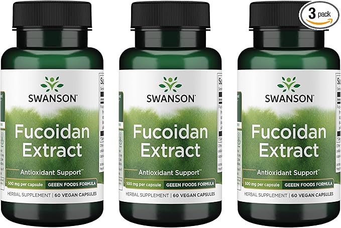 Swanson Maximum Strength Fucoidan Extract Immune Support Supplement for Adults Seeking Natural Immune Defense from Brown Seaweed - 500 mg (60 Vegan Capsules 3 Pack)