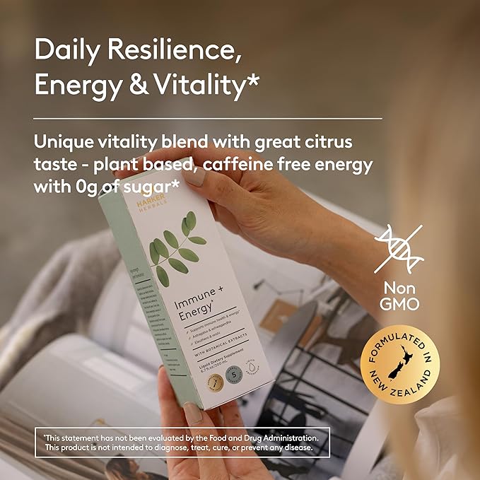 Immune + Energy Syrup Herbal Formula with Ashwagandha Echinacea Astragalus and Ginseng High Absorption Easy to Take Caffeine-Free - 6.7 Fl oz (40 Servings)