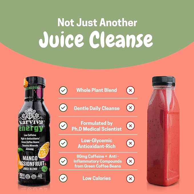 Organic Juice Cleanse &amp Metabolism Boosting Pack | 1 to 3-day Gentle Reset | Ancient Remedies for Liver Detox No-Jitters/Sustained Energy | Sprout-based Prebiotics Green Coffee Antioxidants Aro