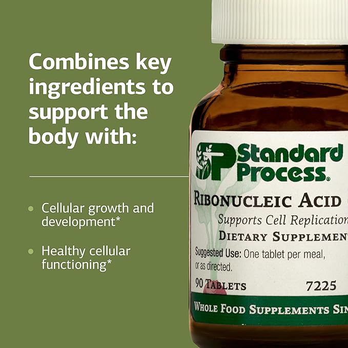Standard Process Ribonucleic Acid RNA - Cell Development Support - Aids Protein Synthesis - Vegan Gluten-Free Non-Soy &amp Non-Grain - 90 Tablets (90 Servings)